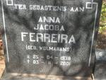 FERREIRA Anna Jacoba nee WOLMARANS 1938-2001