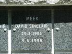 MEEK David Sinclair 1906-1996