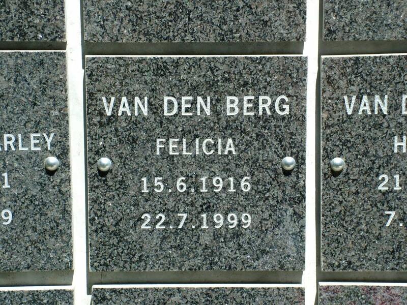 BERG Felicia, van den 1916-1999