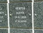 VENTER Aletta 1899-2000