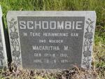 SCHOOMBIE Margaritha M. 1910-1971