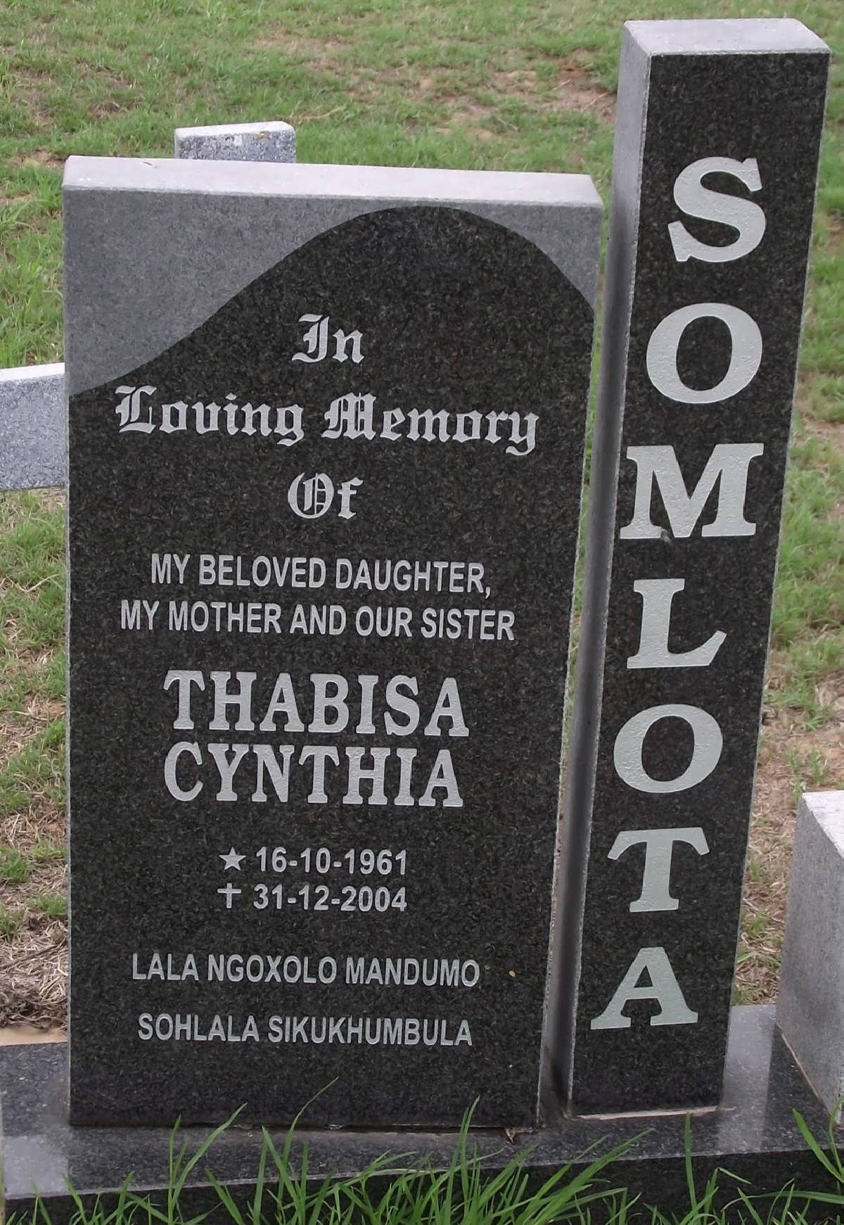 SOMLOTA Thabisa Cynthia 1961-2004