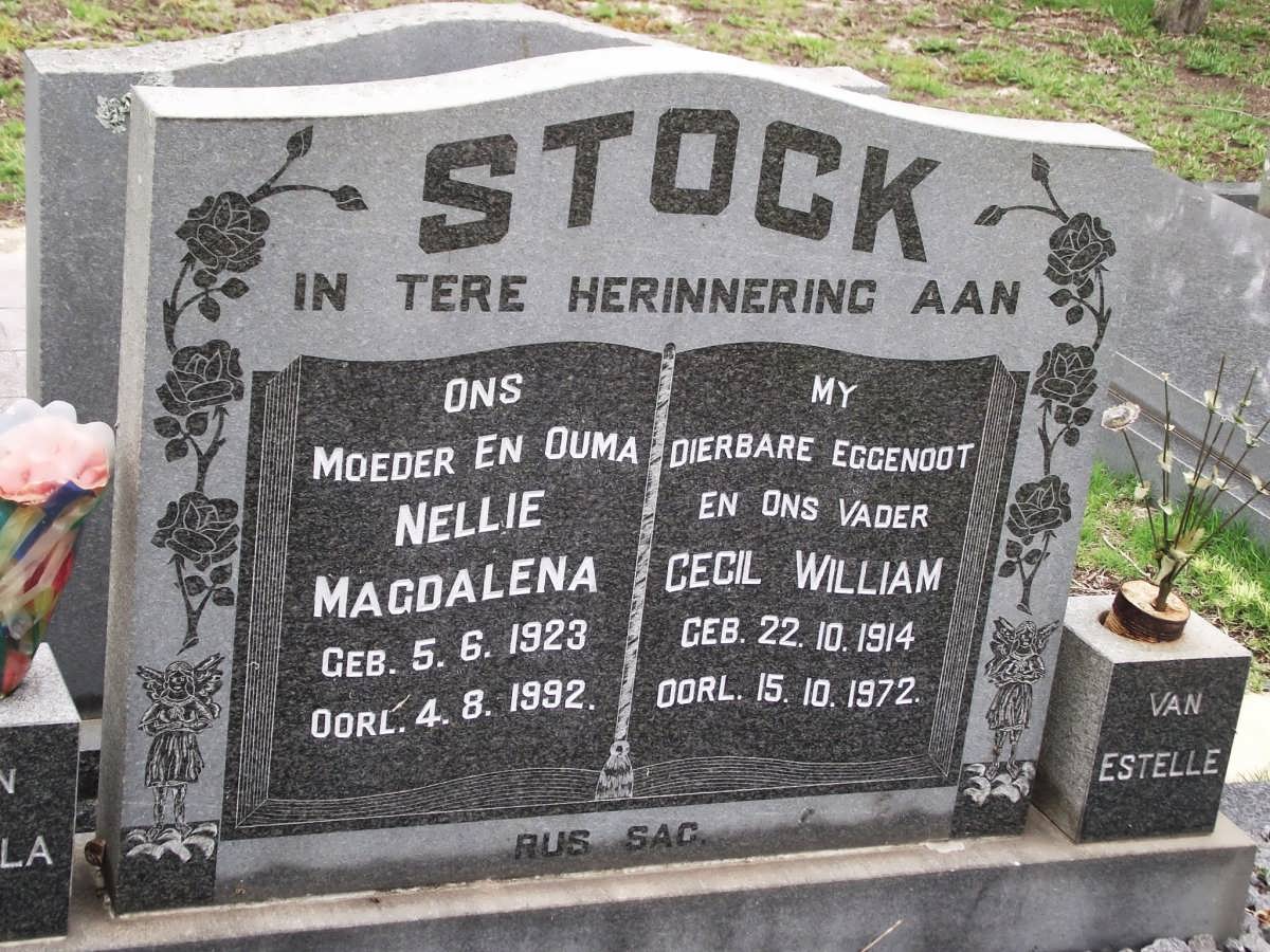 STOCK Cecil William 1914-1972 & Nellie Magdalena 1923-1992