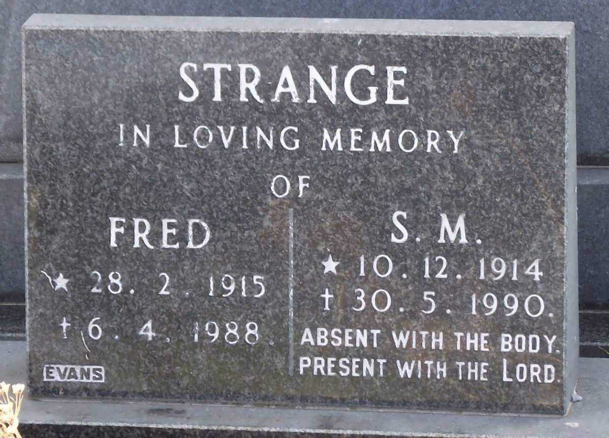 STRANGE Fred 1915-1988 & S.M. 1914-1990