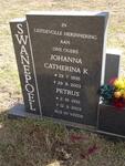 SWANEPOEL Petrus 1932-2003 & Johanna Catherina K. 1935-2003