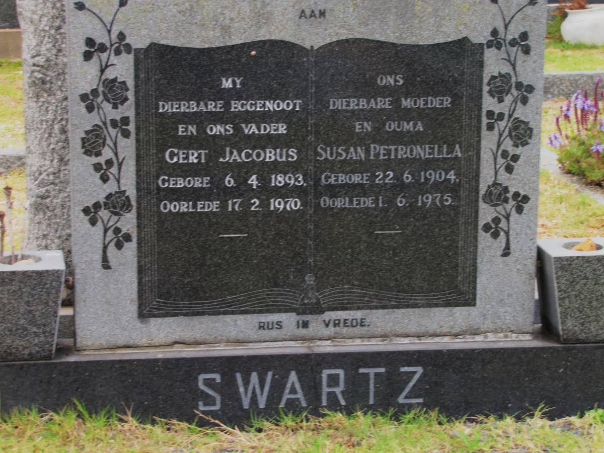 SWARTZ Gert Jacobus 1893-1970 & Susan Petronella 1904-1975