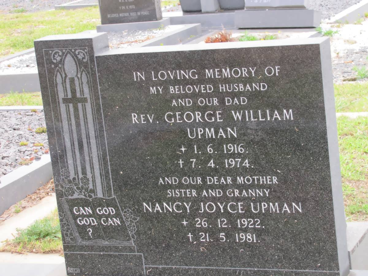 UPMAN George William 1916-1974 & Nancy Joyce 1922-1981
