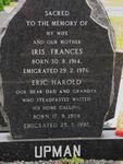 UPMAN Eric Harold 1908-1992 & Iris Frances 1914-1976