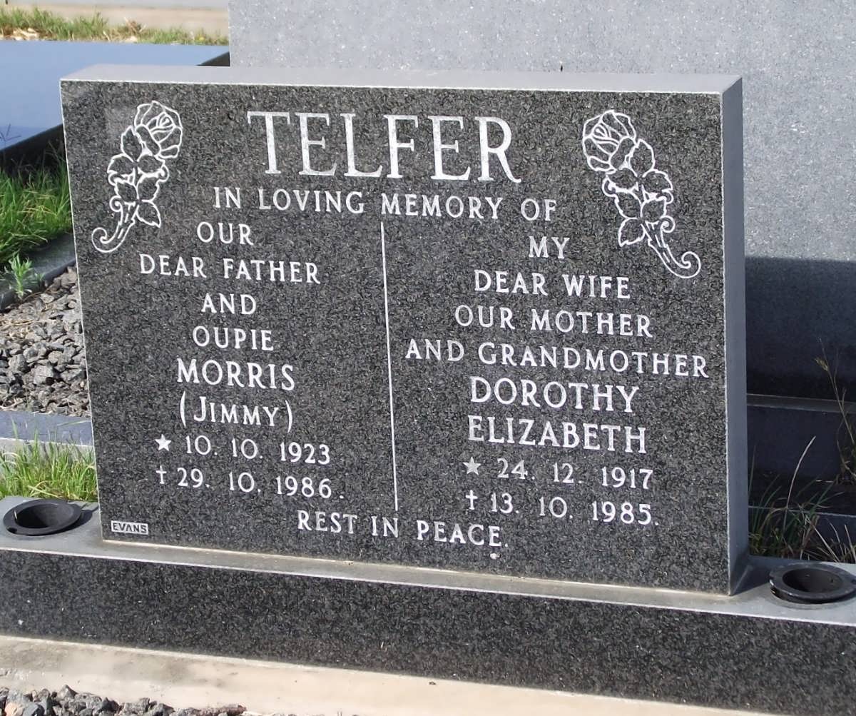 TELFER Morris 1923-1986 & Dorothy Elizabeth 1917-1985