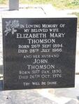 THOMSON John 1890-1976 & Elizabeth Mary 1894-1966