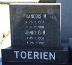 TOERIEN Francois M. 1904-1980 & Jenet G.M. 1906-1981