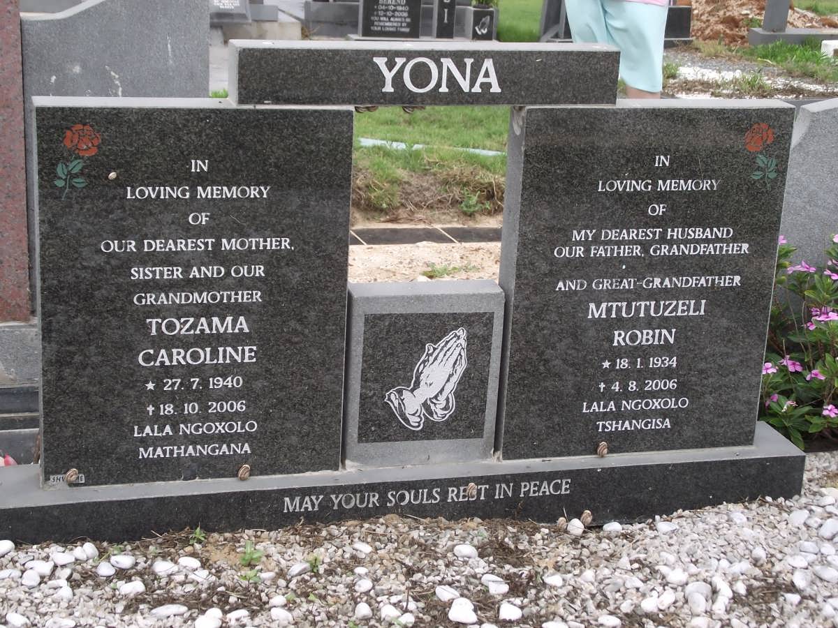 YONA Mtutuzeli Robin 1934-2006 & Tozama Caroline 1940-2006