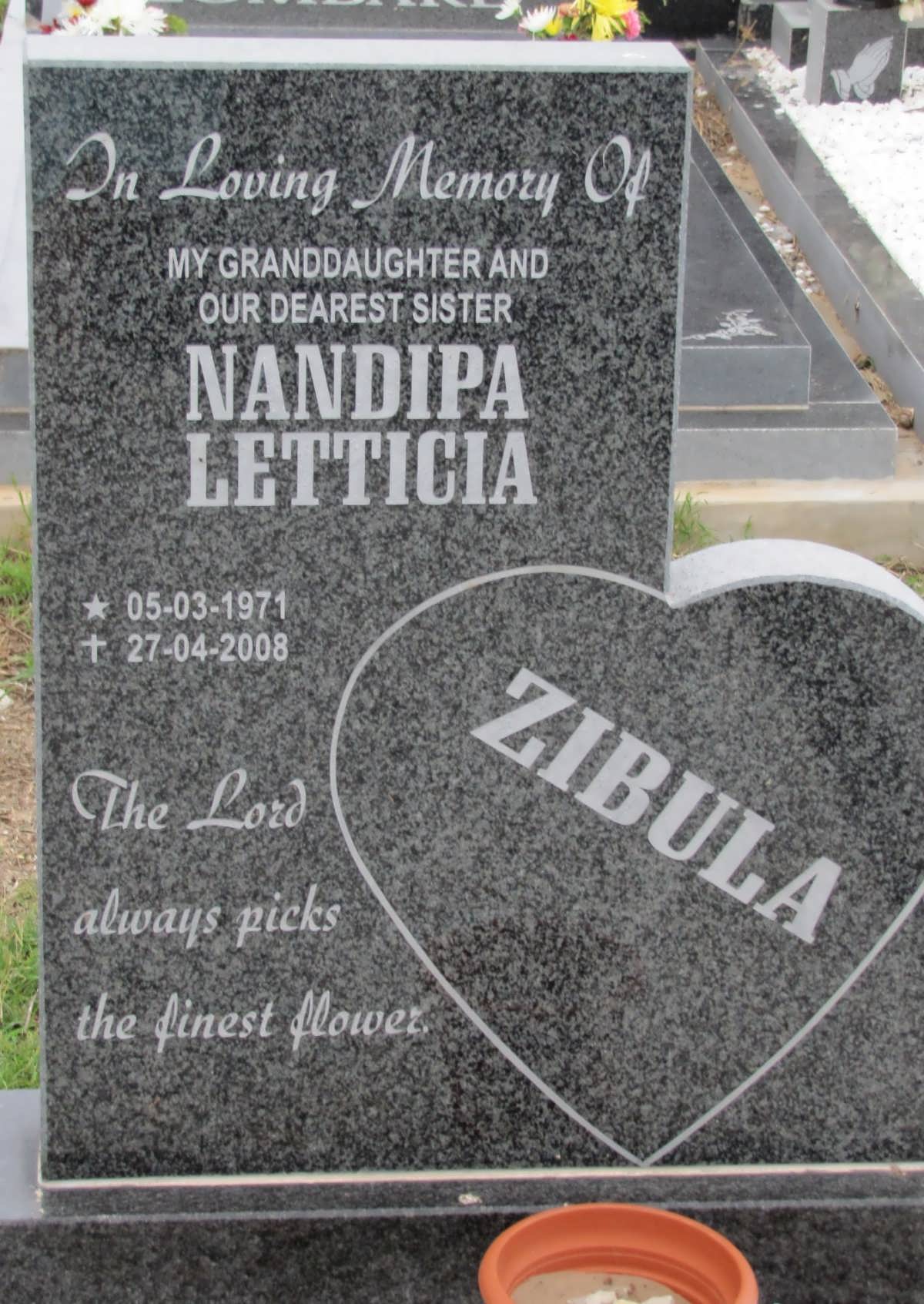ZIBULA Nandipa Letticia 1971-2008