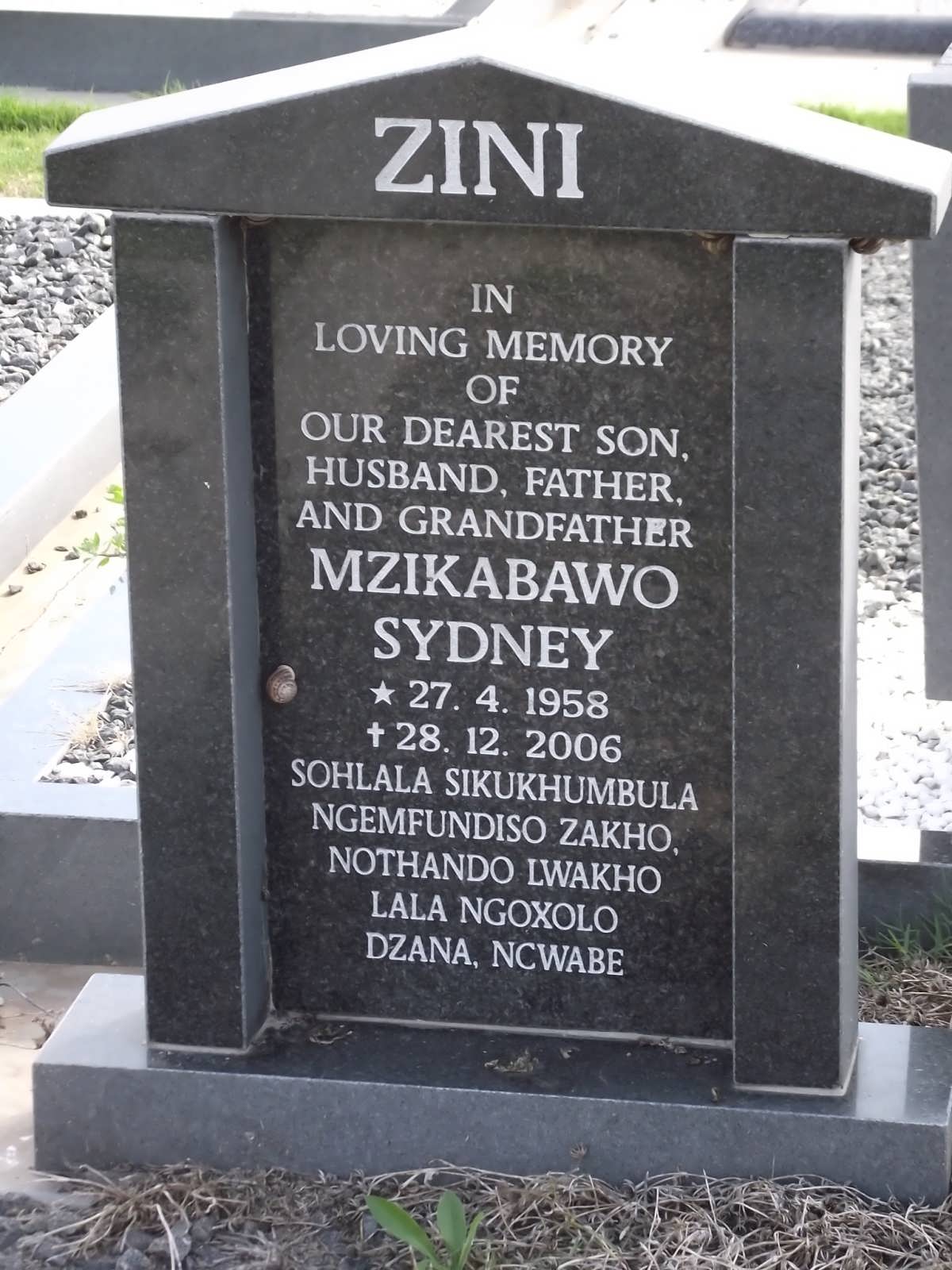 ZINI Mzikabawo Sydney 1958-2006
