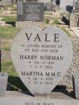 VALE Harry Norman 1891-1962 & Martha M.M.C. 1892-1975