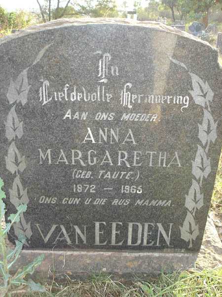 EEDEN Anna Margaretha, van nee TAUTE 1872-1965