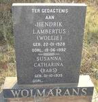 WOLMARANS Hendrik Lambertus 1928-1992 & Susanna Catharina 1935-