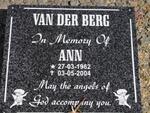 BERG Ann, van der 1962-2004