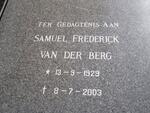 BERG Samuel Frederick, van der 1929-2003