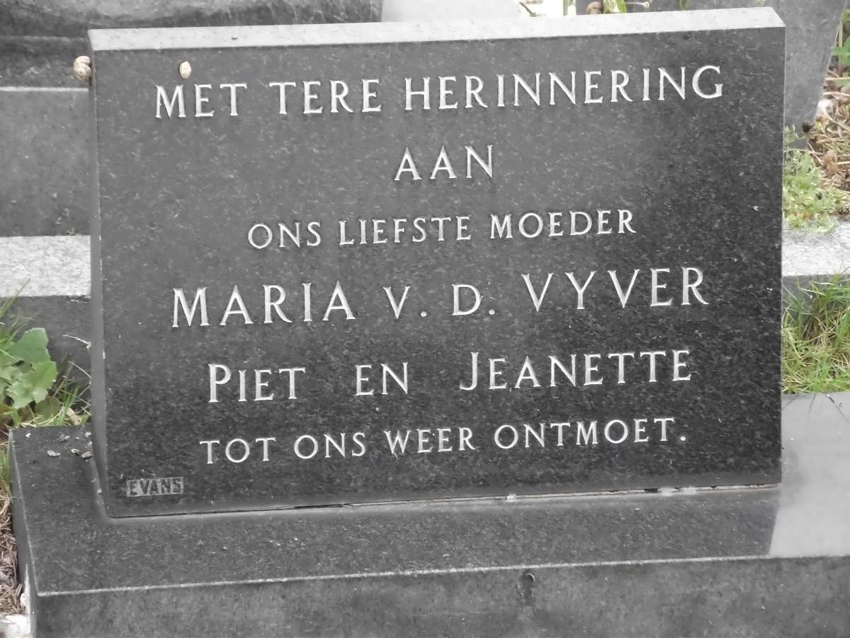 VYVER Maria, van der -1971