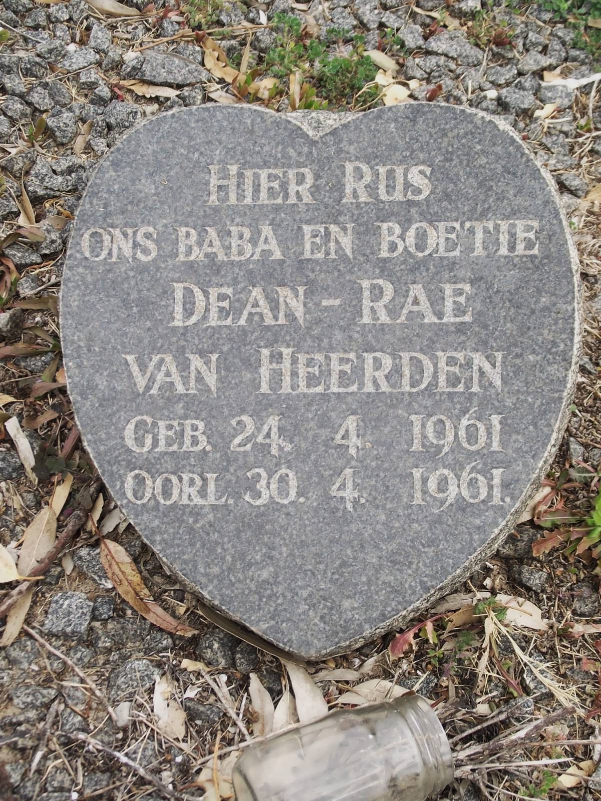 HEERDEN Dean Rae, van 1961-1961