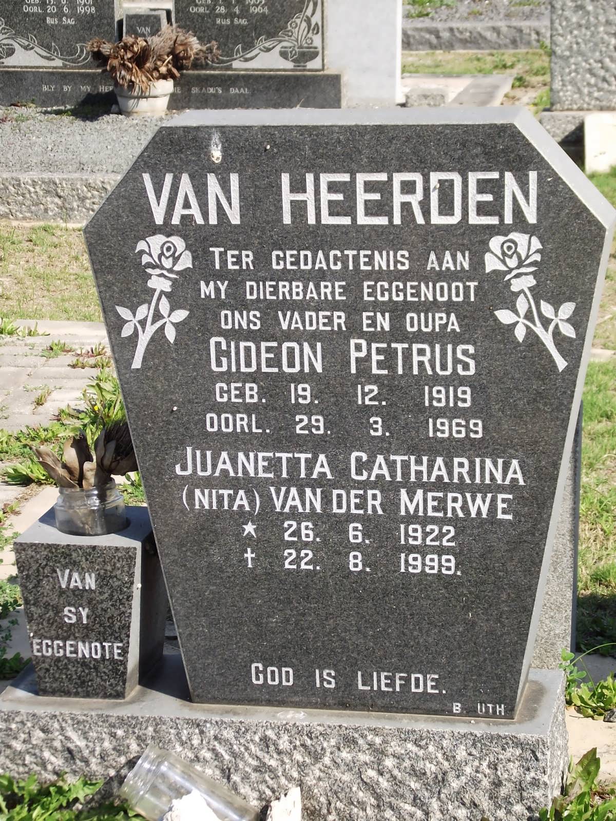 HEERDEN Gideon Petrus, van 1919-1969 :: MERWE Juanetta Catharina, van der 1922-1999