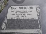 NIEKERK J. De Wet, van 1924-1982