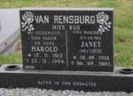 RENSBURG Adam Harold, van 1913-1994 & Janet CARELSE 1918-2003