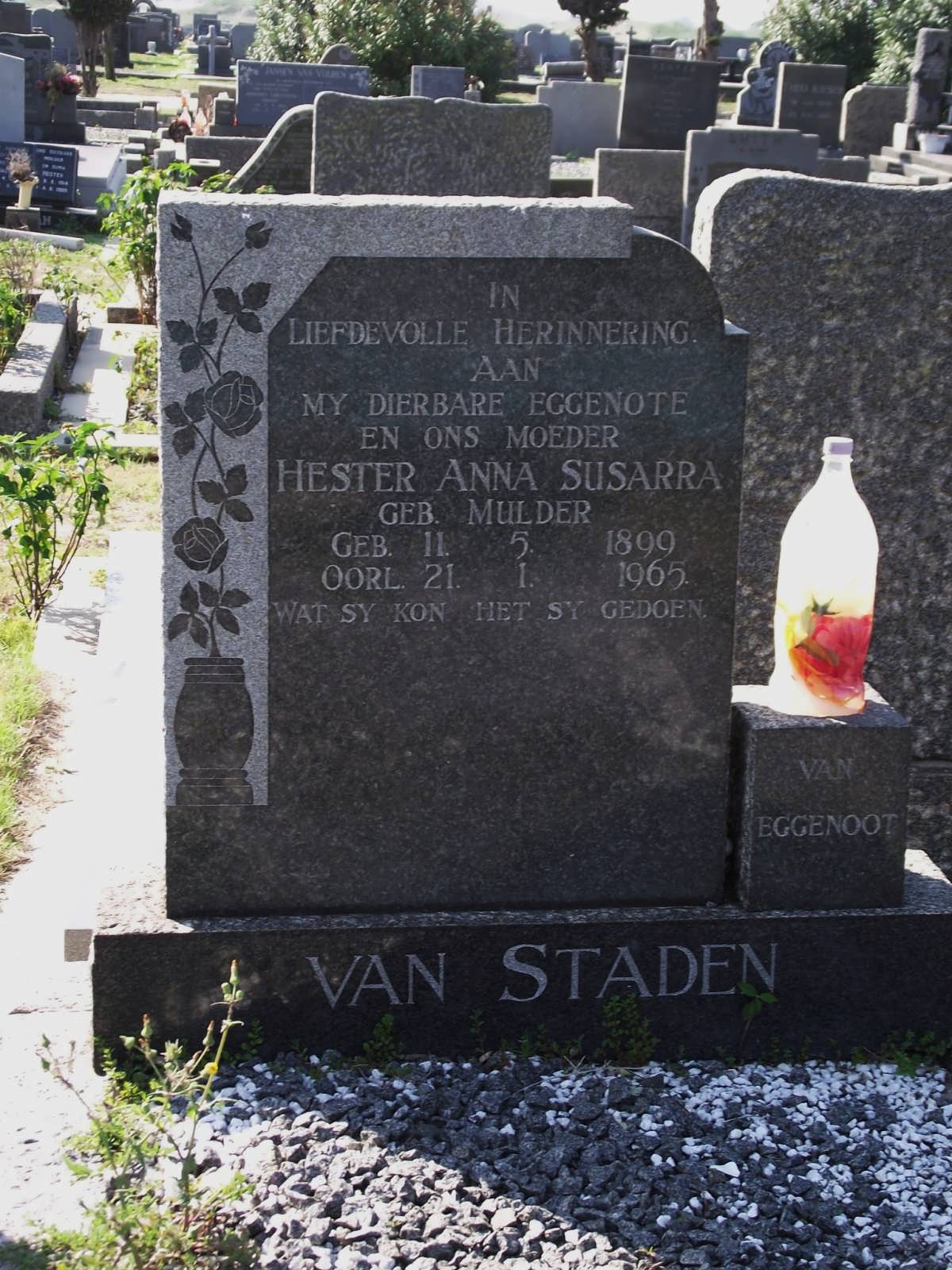 STADEN Hester Anna Susarra, van nee MULDER 1899-1965