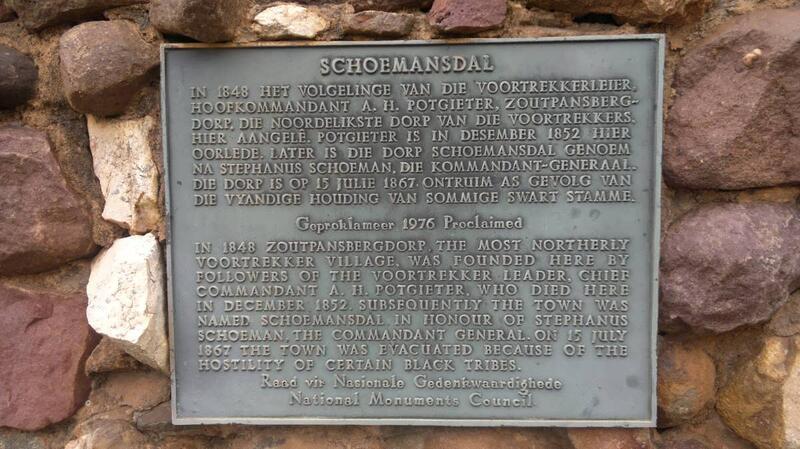 2. Plaque on the history of Schoemansdal