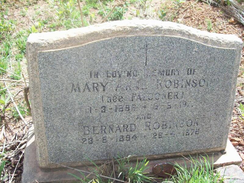 ROBINSON Bernard 1894-1976 & Mary Anne FALCONER 1896-197?