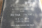 FLEMMER Retha nee DU TOIT 1929-2002