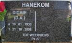 HANEKOM D.A. 1930-2008