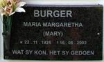 BURGER Maria Margaretha 1925-2003