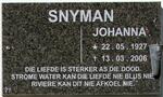 SNYMAN Johanna 1927-2006