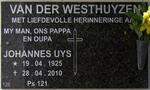 WESTHUYZEN Johannes Uys, van der 1925-2010