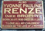 RENZE Yvonne Pauline BROPHY 1930 - 2011