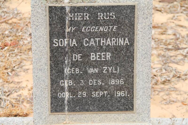 BEER Sofia Catharina, de nee VAN ZYL 1896-1961