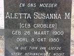 STEENKAMP Daniel Benjamin 1881-1963 & Aletta Susanna M. GROBLER 1900-1980