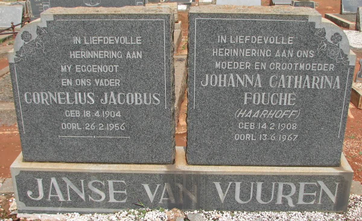 VUUREN Cornelius Jacobus, Janse van 1904-1956 & Johanna Catharina Fouché HAARHOFF 1908-1967