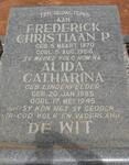 WIT Frederick Christiaan P., de 1870-1956 & Alida Catharina LINGENFELDER 1885-1945