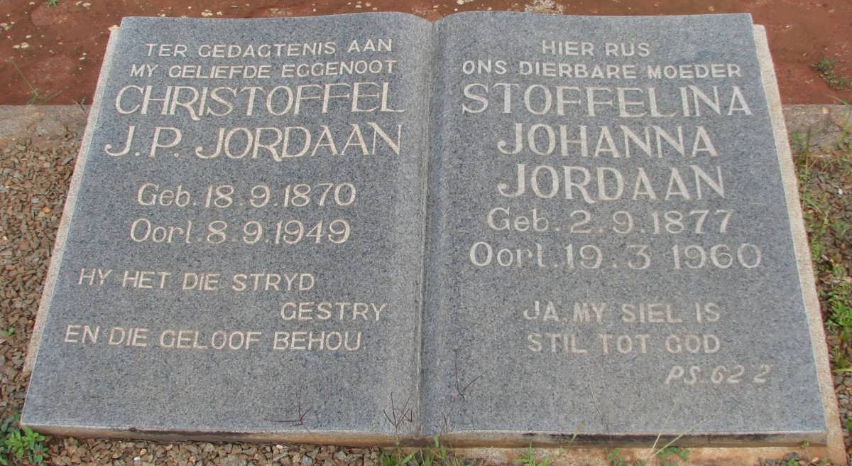 JORDAAN Christoffel J.P. 1870-1949 & Stoffelina Johanna 1877-1960
