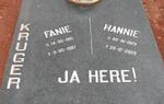 KRUGER Fanie 1915-1997 & Hannie 1929-2009