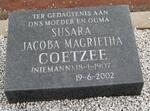 COETZEE Susara Jacoba Magrietha nee NIEMANN 1907-2002