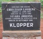 KLOPPER Christiaan Lourens 1905-1980 & Susara Johanna COMBRINK 1908-1986