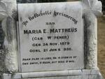 MATTHEUS Maria E. nee WEPENER 1879-1936
