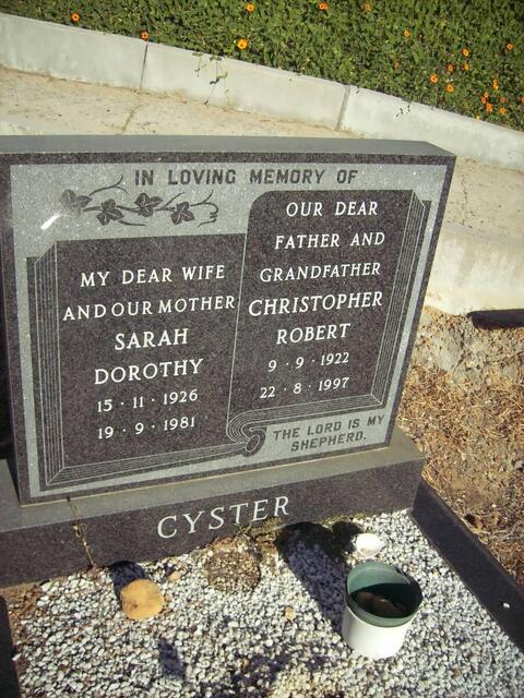 CYSTER Christopher Robert 1922-1997 & Sarah Dorothy 1926-1981