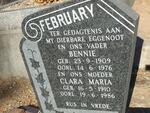 FEBRUARY Bennie 1909-1976 & Clara Maria 1910-1986