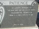 PATIENCE Elizabeth Rebecca 1910-1971
