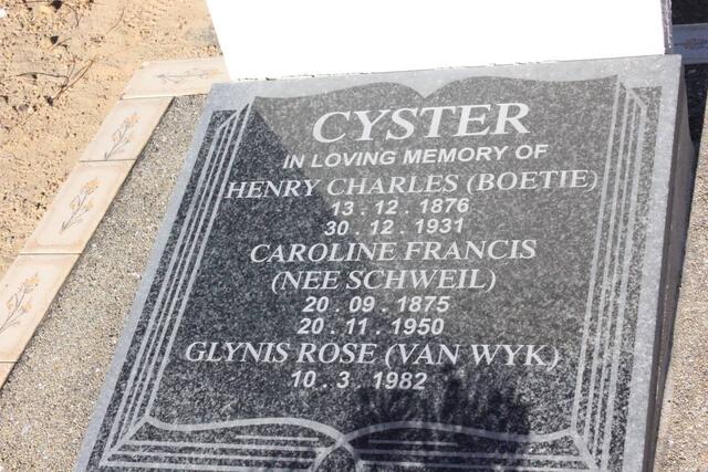 CYSTER Henry Charles 1876-1931 & Caroline Francis SCHWEIL 1875-1950 :: Glynis Rose van WYK 1982-